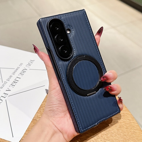 Handy Hülle Handyhüllen Für Samsung Galaxy Z Fold 7 Z Fold 6 Z Fold 5 Z Fold 4 Rückseite Ständer Stoßfest Retro TPU PU-Leder Image