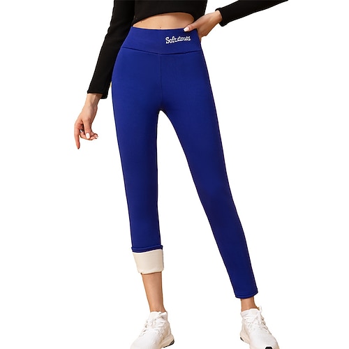 Damen Sherpa-Hosen Warme dicke Winterleggings Mit Fleecefutter Hohe Taille Fitnessstudio sportlich Pilates Unterteile Einfarbig Schwarz Burgund Himmelblau Winter Sport Sportkleidung Image
