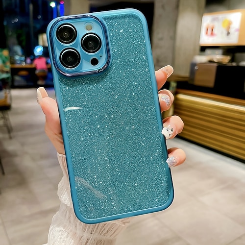 Handy Hülle Handyhüllen Für iPhone 17 Pro Max 17 Air 16 15 14 Pro Max Plus 16e 13 Pro Max Rückseite Bling Glitzer glänzend Stoßfest Farbverläufe Silikon Image