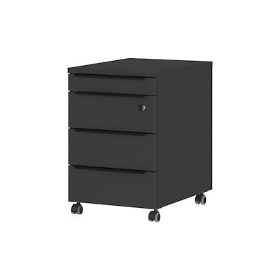 bümö Space Rollcontainer mit Schubladen, Container abschließbar aus Holz in graphit - Rollwagen für's Büro als Schreibtisch Unterschrank, Image
