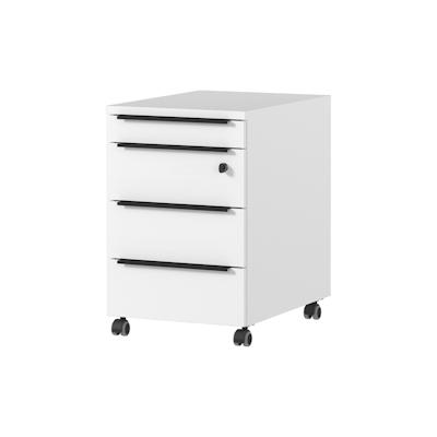 bümö Space Rollcontainer mit Schubladen, Container abschließbar aus Holz in weiß - Rollwagen für's Büro als Schreibtisch Unterschrank, Bürocontainer Image