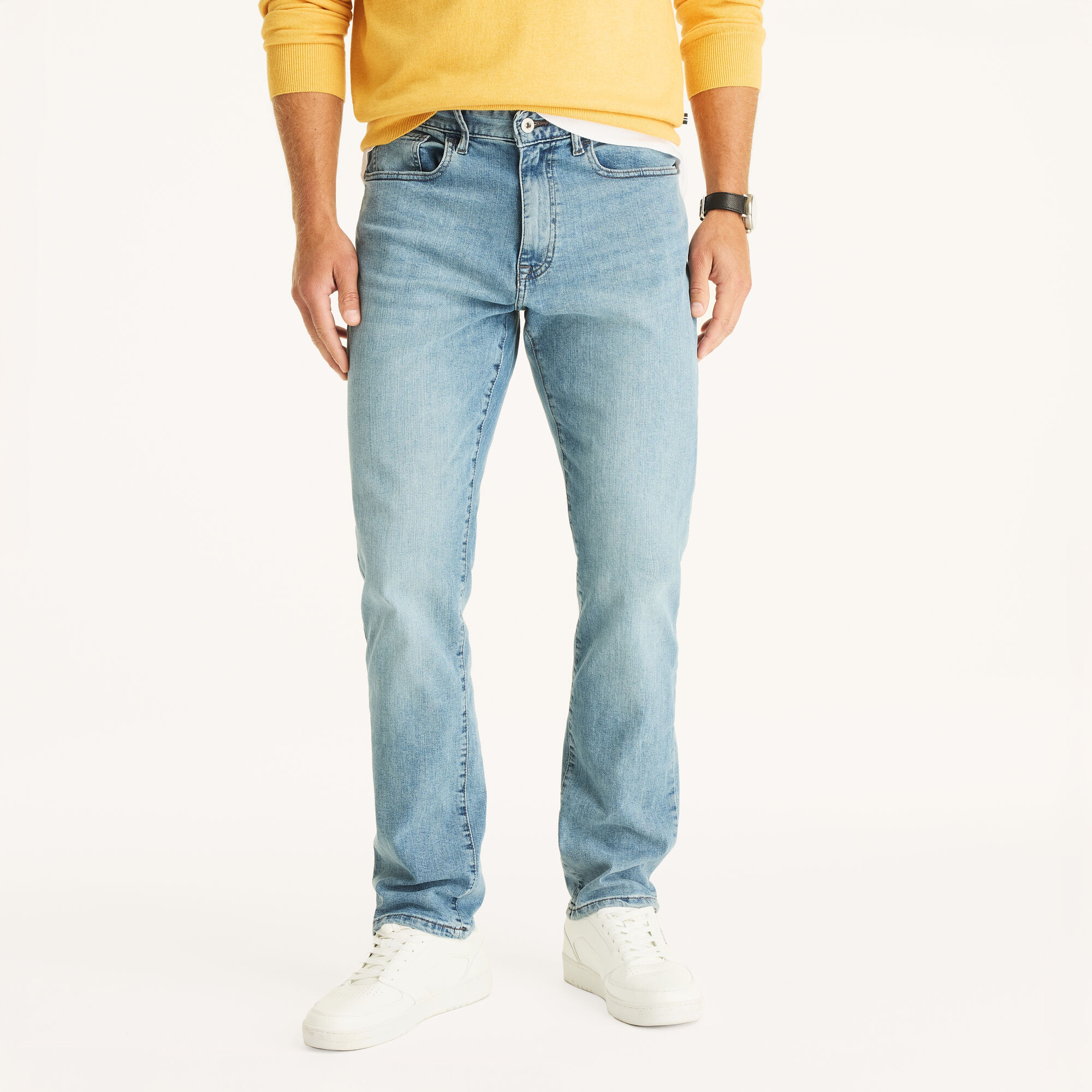 Nautica Men's Vintage Straight Stretch Denim 100 (Antique White Wash), 34x34