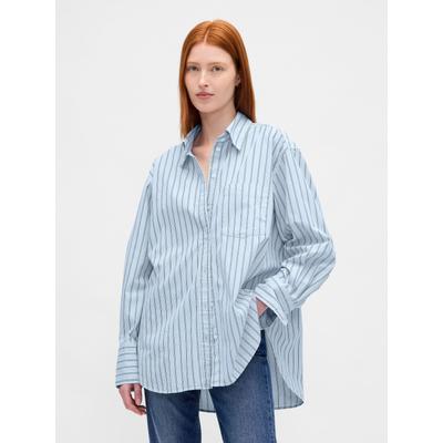 Gap Light Blue Stripe Poplin Big Shirt