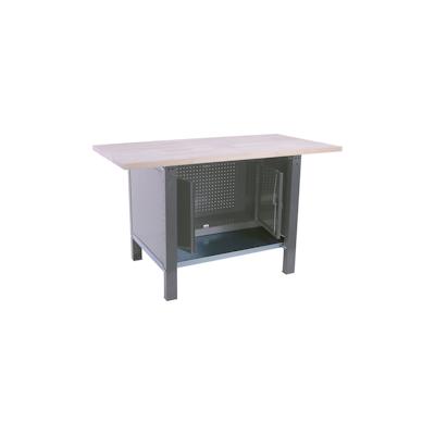PROREGAL Werkbank BUFFALO WOOD mit Schrank | HxBxT 86,5x180x75cm | Traglast 1000kg | Grau | Werktisch Arbeitstisch Image