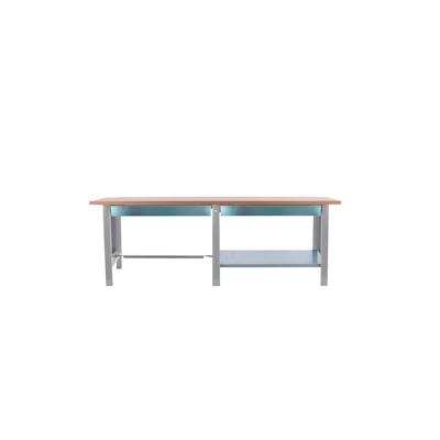 PROREGAL Werkbank BUFFALO WOOD mit 2x Schublade| HxBxT 86,5x210x75cm | Traglast 1000kg | Grau | Werktisch Arbeitstisch Image