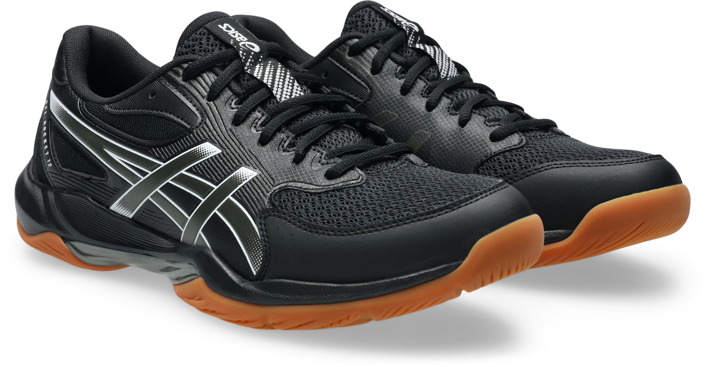 Hallenschuh ASICS "GEL-ROCKET 12", Herren, Gr. 47, schwarz, gunmetal, Synthetik, Schuhe Hallenschuh