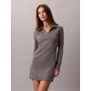 Minikleid CALVIN KLEIN JEANS "LS MONOLOGO RIB POLO MINI DRESS", Damen, Gr. M (40), N-Gr, grau (medium grau heather), Rippware, Obermaterial: 95% Baumwolle, 5% Elasthan, unifarben, feminin, figurbetont mini, V-Ausschnitt, Langarm eingesetzt...