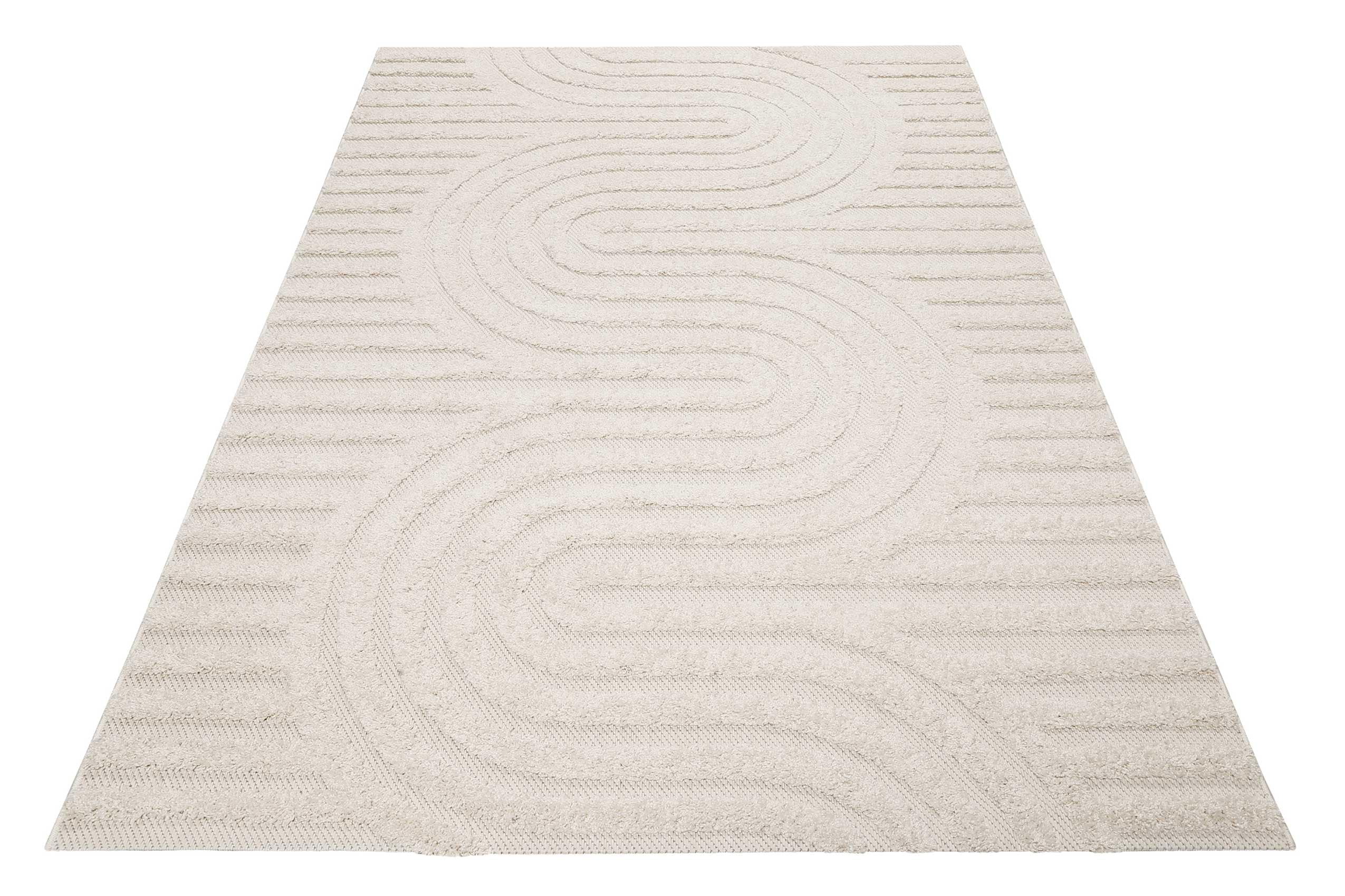 Outdoorteppich ESPRIT "Miles, ESP-54231", beige (creme beige), B:133cm H:2mm L:200cm, Polypropylen (PP), Teppiche, Hoch-Tief-Effekt, grafisches Design, uni, modern, robust, Terrasse Image