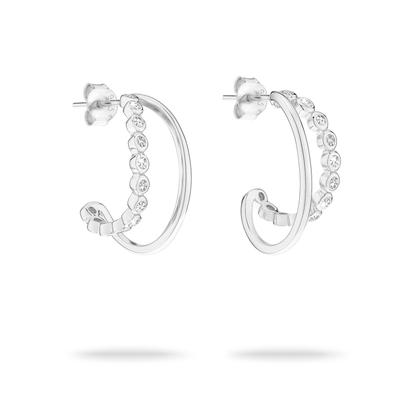 Paar Creolen TAMARIS "Schmuck Geschenk Silber 925 Ohrringe Tiny Glimmer", silber (silberfarben, kristallweiß, kristallweiß), Ohrringe, Damen, Silber 925 (Sterlingsilber), mit Zirkonia (synth.) Image