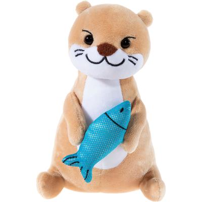 Kuscheltier HEUNEC "Otter mit Fisch", braun, Plüschfiguren, KinderH:20cm, enthält recyceltes Material, H:20cm