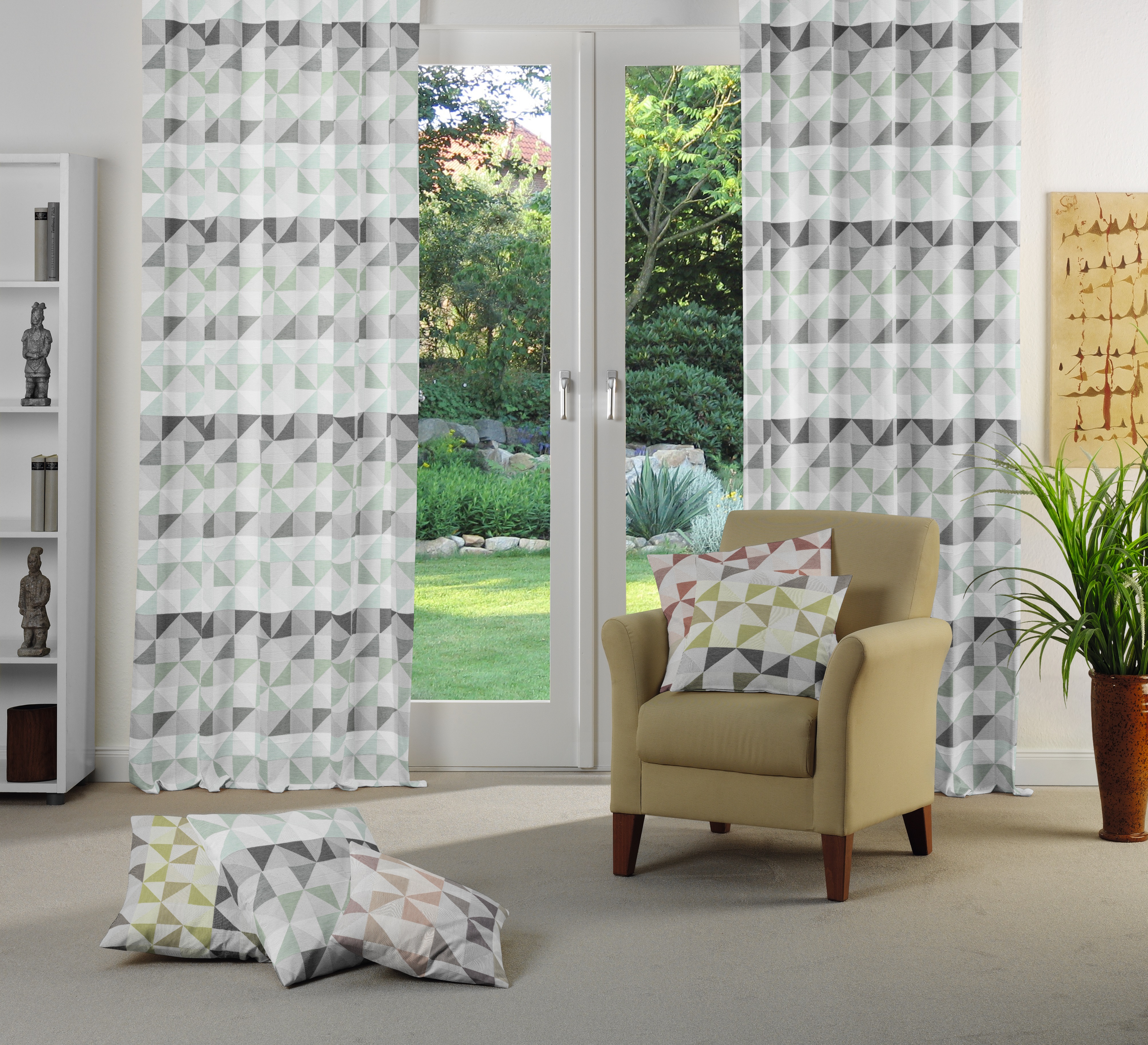 Vorhang WIRTH "Berlare", grün (mint), B:132cm H:335cm, Baumwolle, Polyester, Gardinen, nach Maß Image