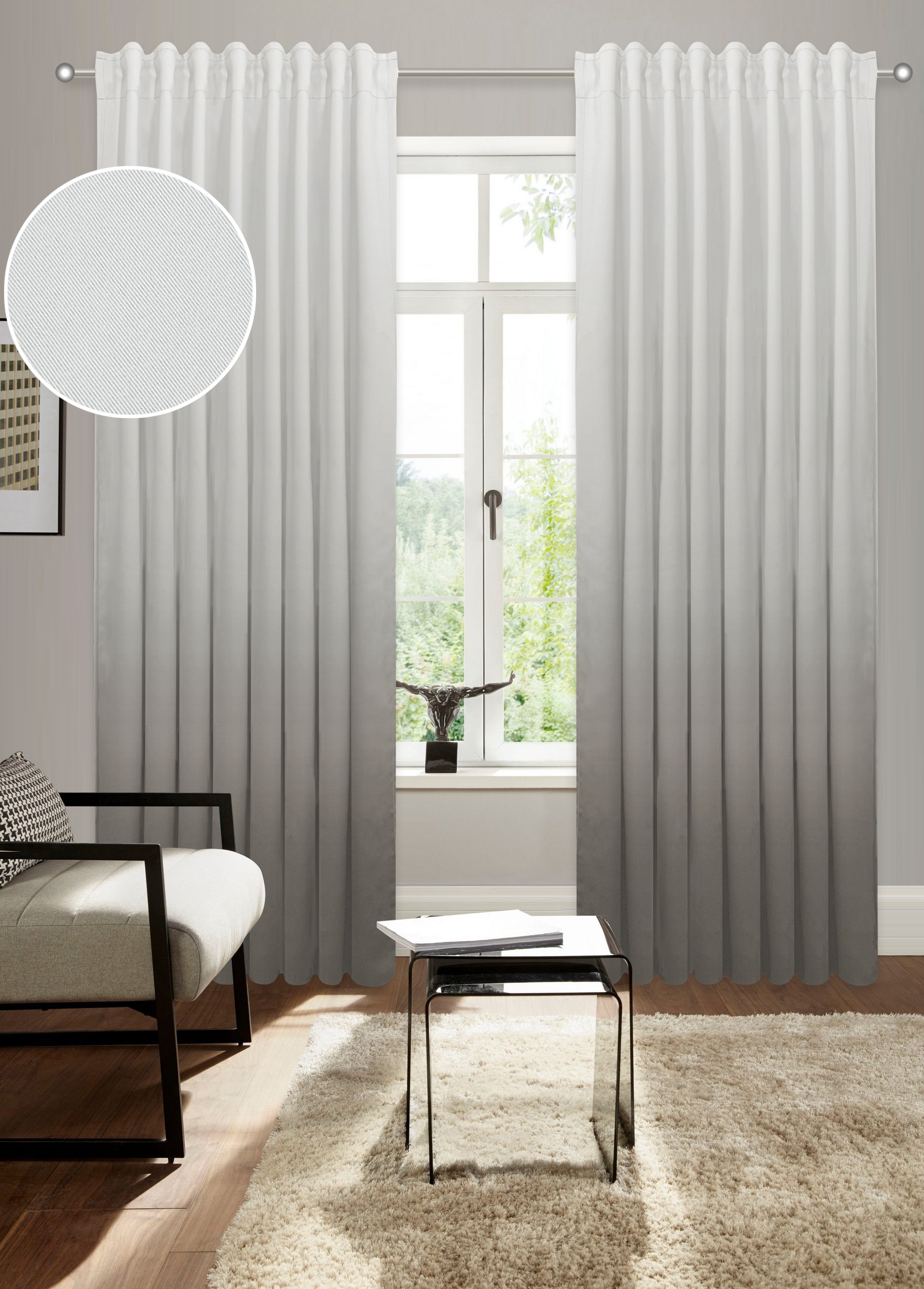Verdunkelungsvorhang BRUNO BANANI "Clemton" Gr. 2, grau, B:130cm H:175cm, Polyester, Polyester, Gardinen, Verdunkelung, Schutz, Privatsphäre, blickdichter Vorhang Image