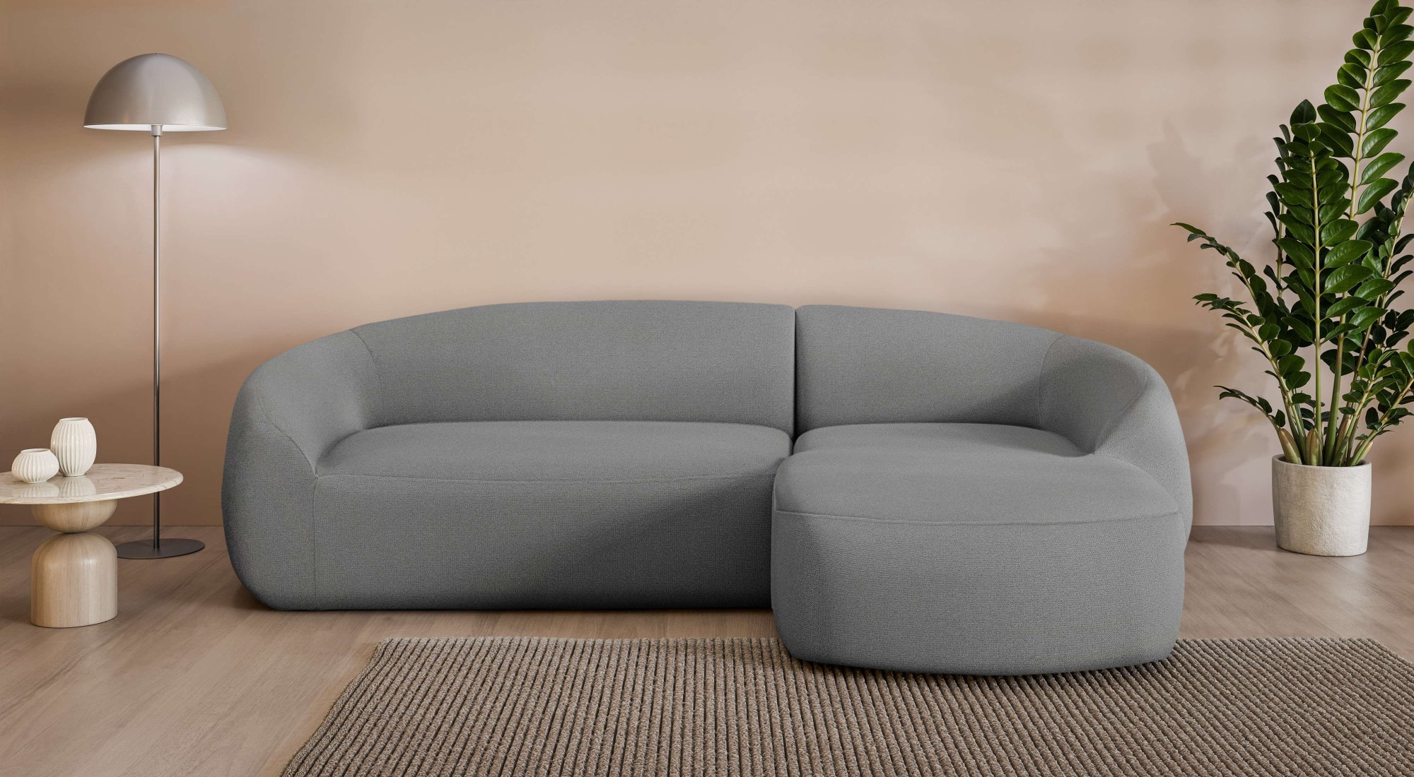 Ecksofa "YANI, L-Form, Designersofa, organische Form, Maße B/T/H: 255/170/81 cm", grau (dunkelgrau), B:255cm H:81cm T:170cm, 100% Polyester, LEGER HOME BY LENA GERCKE, Sofas, L-Form, Designersofa, organische Form, Maße B/T/H: 255/170/81 cm Image
