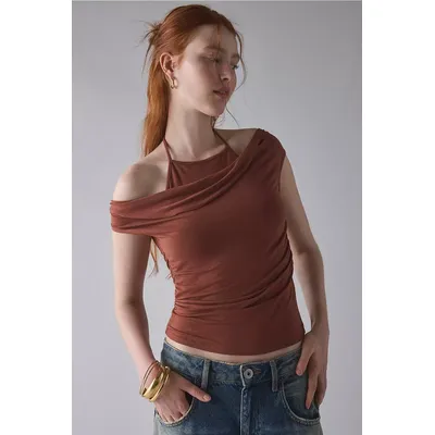 UO Marni Twoffer Short Sleeve Top - Pink M at Urban Outfitters