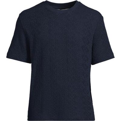 Short Sleeve Textured Jersey T-Shirt, Men, size: 38-40, regular, Blue, Cotton/Polyester, by Lands' End