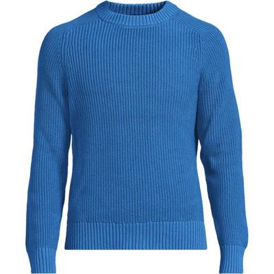 Tall Shaker Rib Drifter Cotton Jumper, Men, size: 38-40, big and tall, Blue, Cotton, by Lands' End
