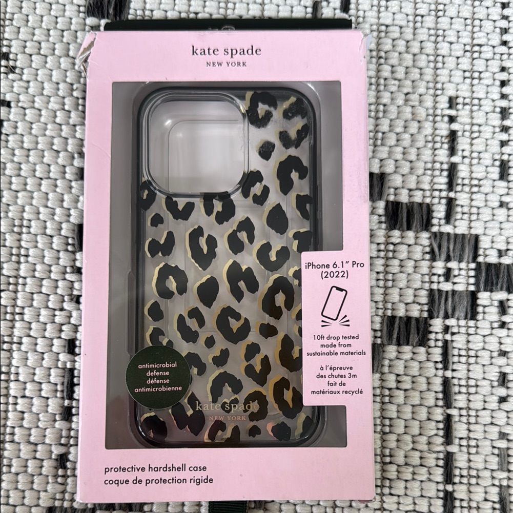 Kate Spade Cell Phones & Accessories | Kate Spade Black And Gold Phone Case With Leopard Print Iphone 6.1” Pro (2022 | Color: Black/Gold | Size: Os