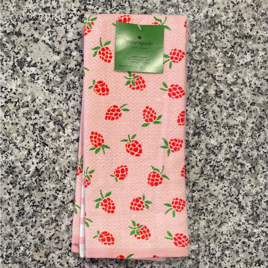 Kate Spade Kitchen | Kate Spade New York Kitchen Towels Set Of 3 Raspberries | Color: Pink/Red | Size: Set Of 3