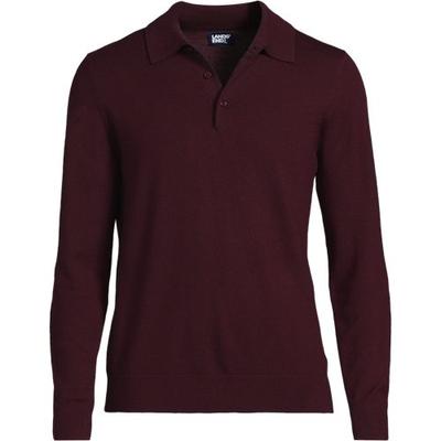 Merino Wool Polo Sweater Top, Men, size: 50-52, regular, Red, Wool, by Lands' End