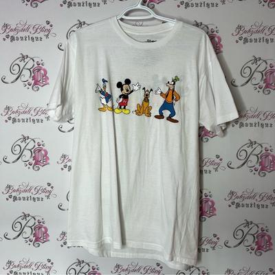 Disney Shirts | Disney Tshirt Characters On Front And Back White T-Shirt With Disney Characters | Color: White/Yellow | Size: L