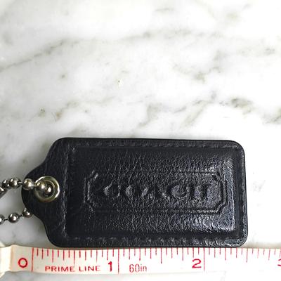 Coach Accessories | Coach Black Leather Hang Tag & Chain | 2.5" X 1.25" | Color: Black | Size: 2.5" X 1.25"