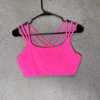 Athleta Intimates & Sleepwear | Athleta Womens Pink Sports Bra Criss Cross Back Workout Gym Training Colorful M | Color: Pink | Size: M