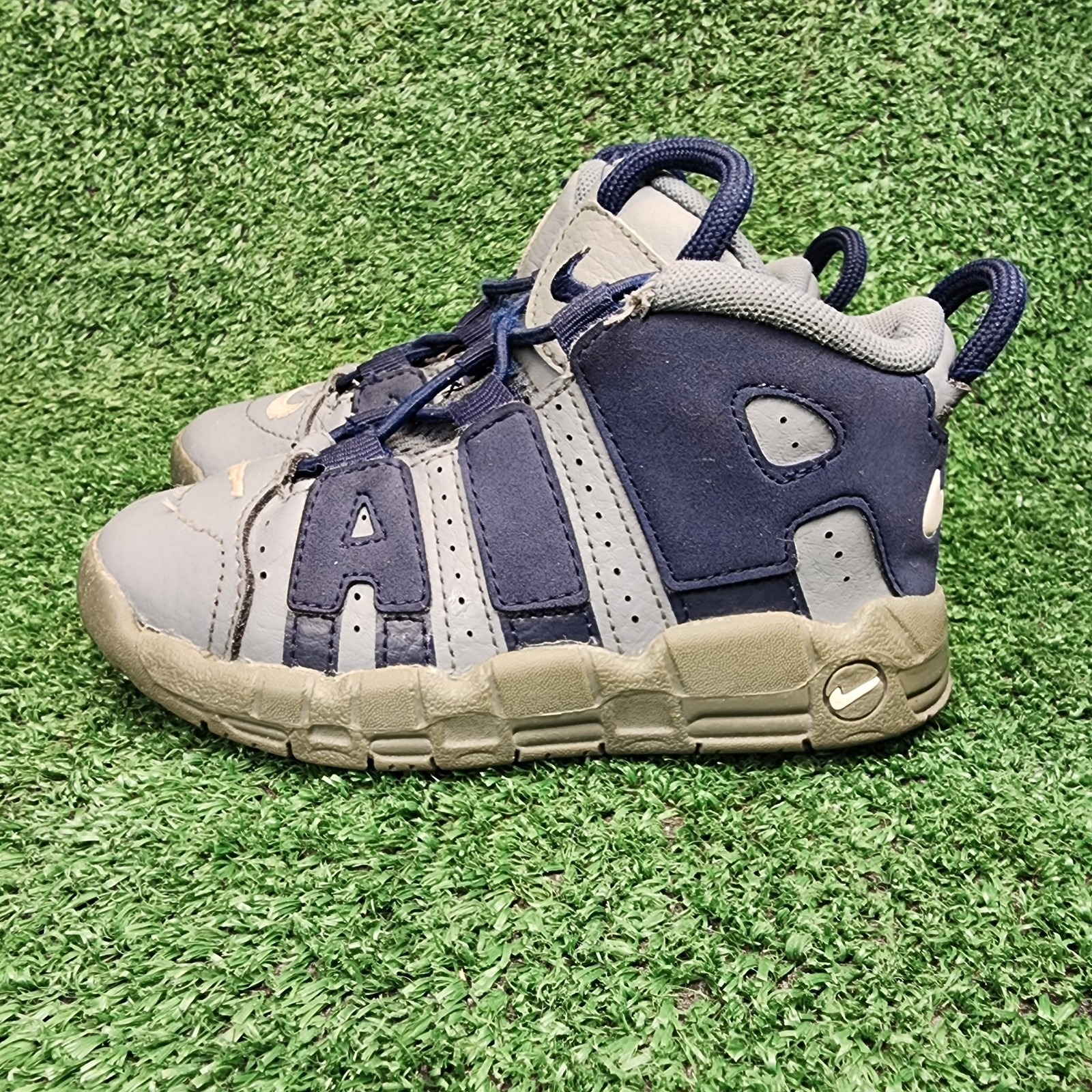 Nike Shoes | Kids Size 9c Nike Air More Uptempo Gray Blue Athletic Sneakers | Color: Blue | Size: 9b