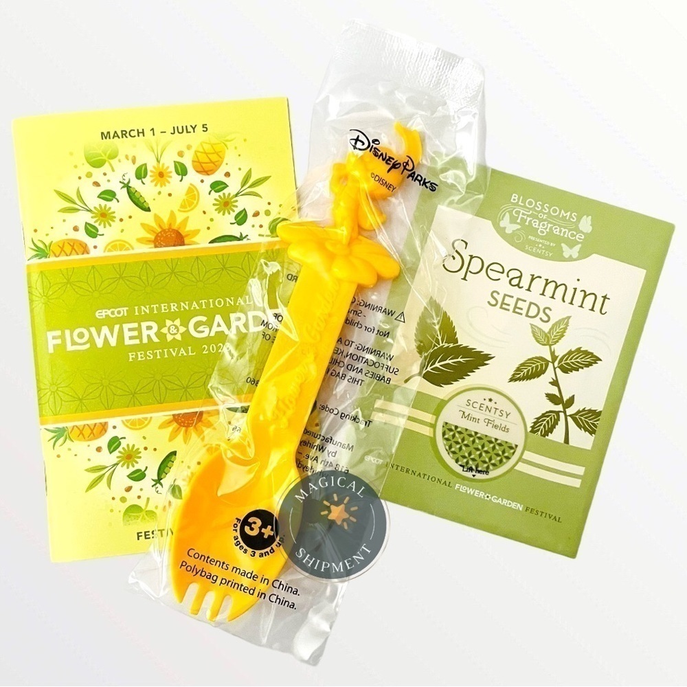 Disney Accessories | Disney Parks - Epcot Flower & Garden - Spike The Bee Spork & Passport + Seeds | Color: Yellow | Size: Os