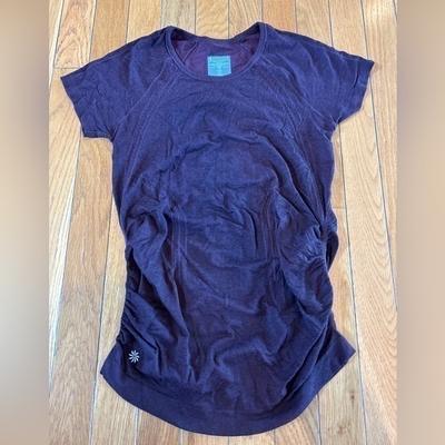 Athleta Tops | Athleta Fast Track Women Sz Xs Red Athletic Short Sleeve Ruched Running Shirt | Color: Red | Size: Xs