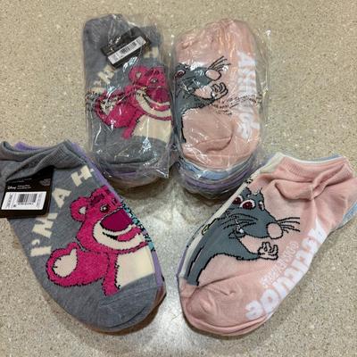 Disney Accessories | Disney Pixar No-Show Socks Four Packs Of Six Socks Women’s Shoe Size 4-10 | Color: Gray/Pink | Size: Os