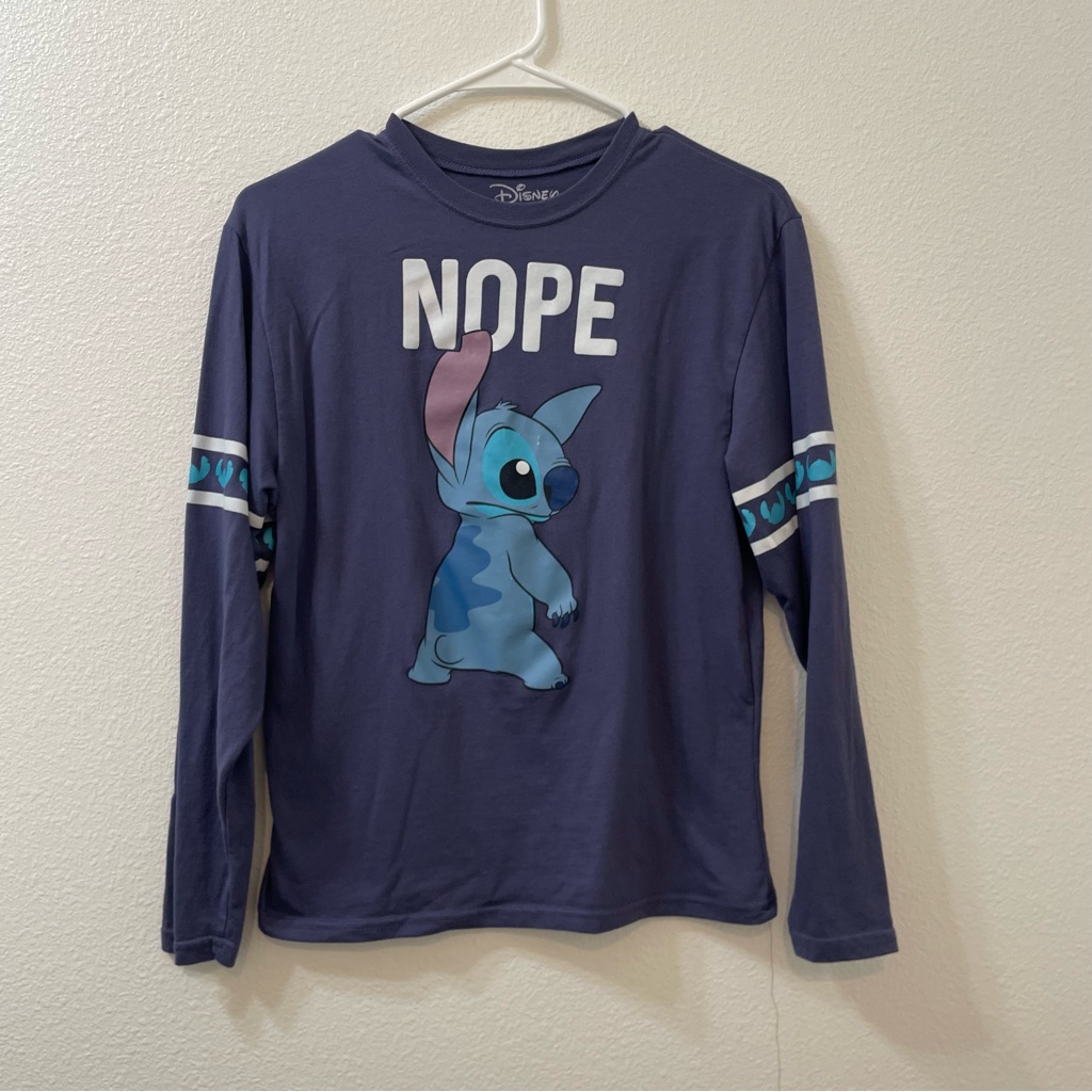 Disney Tops | Disney Lilo& Stitch Nope Not Today Shirt Women’s Small | Color: Blue/Purple | Size: S