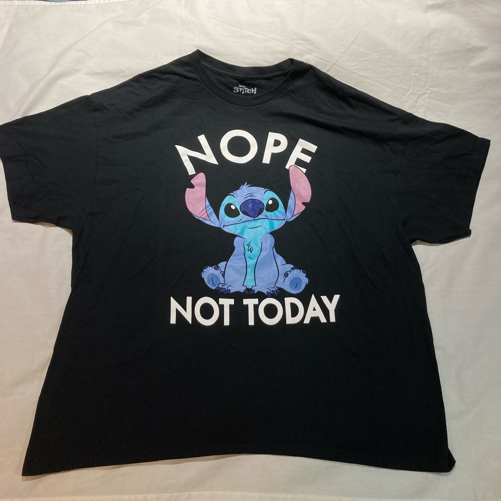 Disney Shirts | Disney’s Stitch “Not Today” T-Shirt, Men’s Size 3xlt, Nwot! | Color: Black/Blue | Size: 3xlt