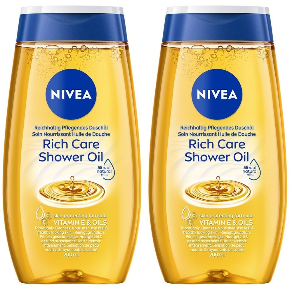 Nivea Olio Doccia Nutrimento Intenso 200 ml, Bagnoschiuma con Oli Natu