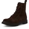Schnürstiefelette TAMARIS, Damen, Gr. 36, braun (dunkelbraun), Veloursleder, unifarben, klassisch, Schuhe, Blockabsatz, Schnürboots, Herbstschuh mit Ziernähten