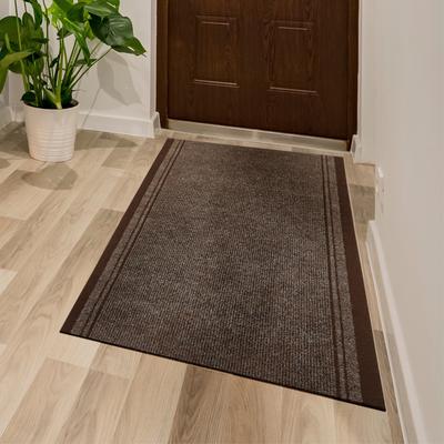 Läufer ANDIAMO "Mitch, Made in Belgium", braun, B:66cm H:6mm L:1000cm, Polyethylen (PE), Teppiche, Schmutzfangläufer, meliert, mit Bordüre, In- und Outdoor geeignet Image