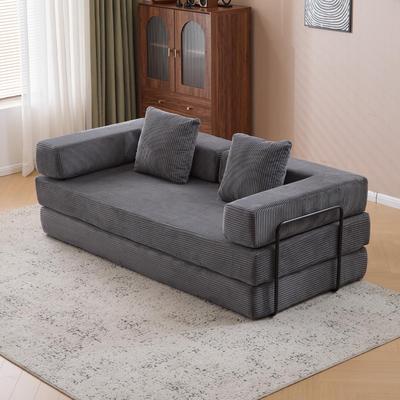 Convertible Floor Sofa Bed, Comfy Futon Couch, Floor Couch, Compression Sofa with Pillow Back Support Armrest for Living Room