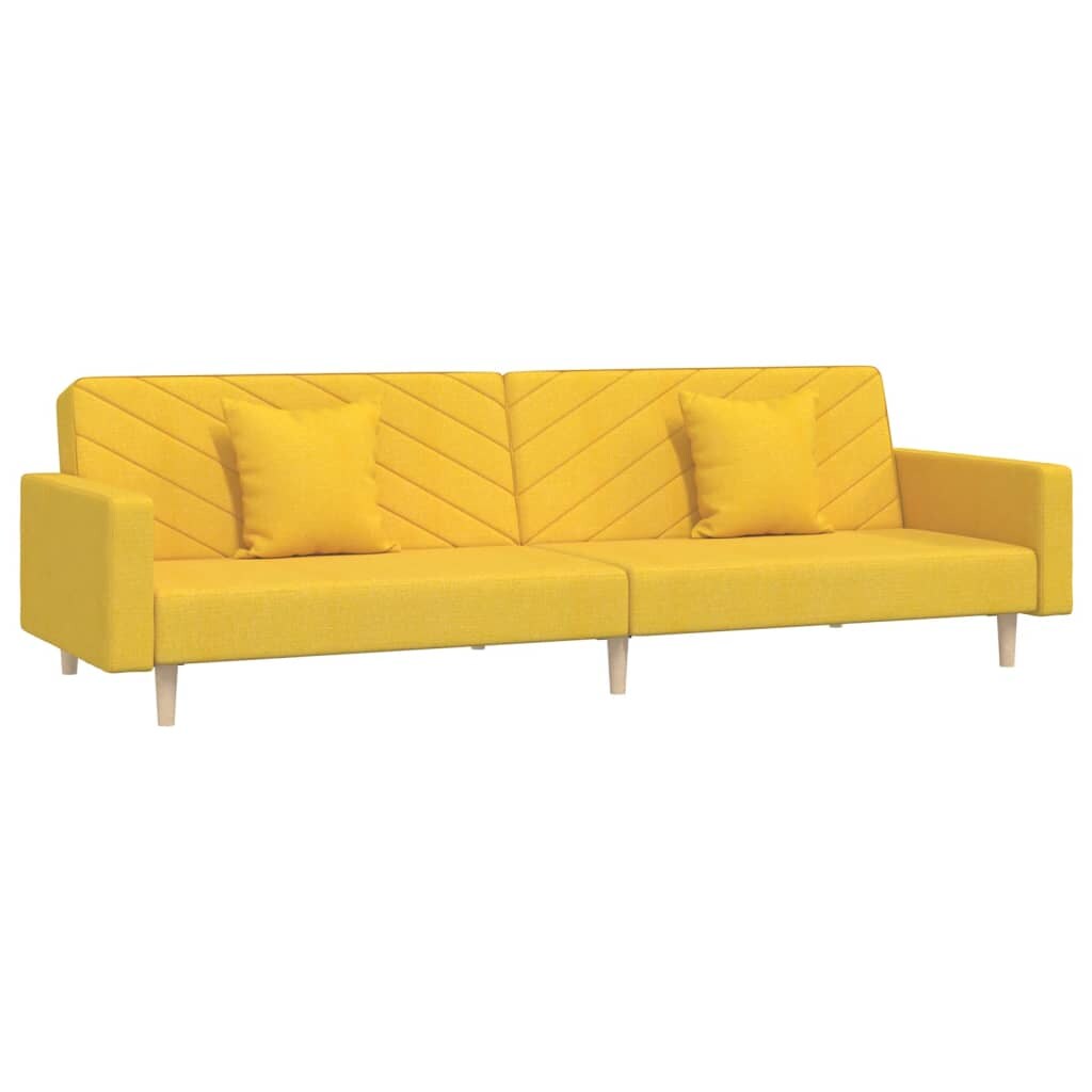 vidaXL Schlafsofa 2-Sitzer mit 2 Kissen Gelb Stoff Image