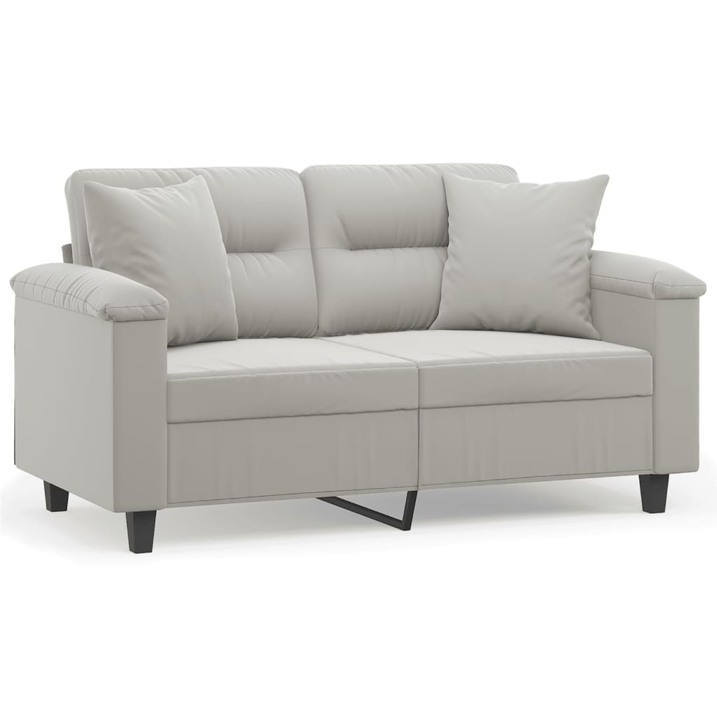 vidaXL 2-Sitzer-Sofa mit Kissen Hellgrau 120 cm Mikrofasergewebe Image