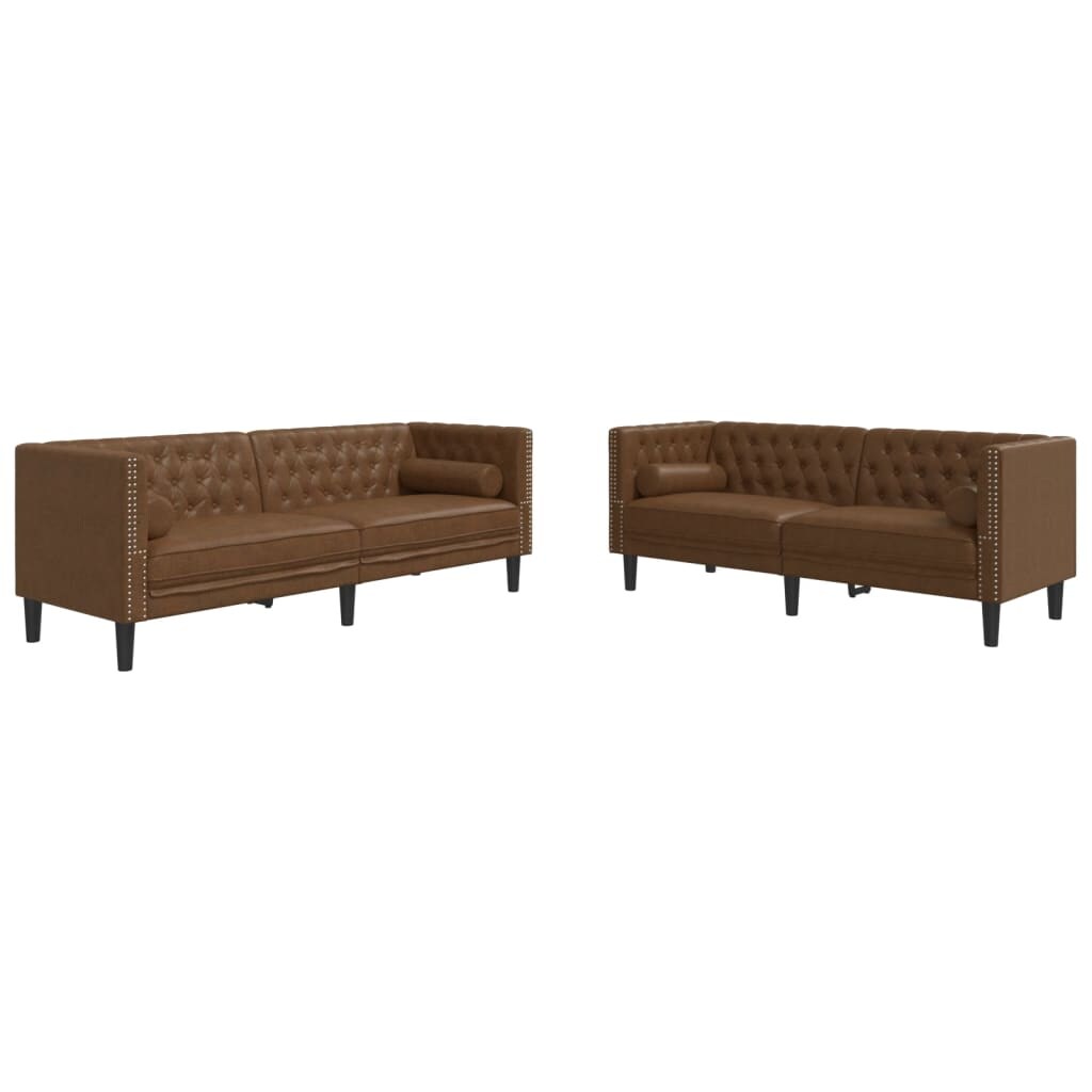 vidaXL 2-tlg. Chesterfield-Sofa-Set Braun Kunstleder Wildleder-Optik Image