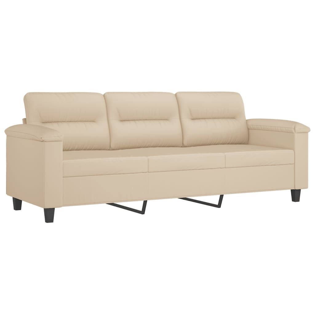 vidaXL 3-Sitzer-Sofa Creme 180 cm Mikrofasergewebe Image