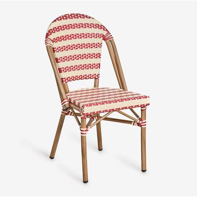 Sklum - Stapelbarer Esszimmerstuhl Brielle Bistro aus Aluminium Rot Bordeaux - Creme-Beige Image