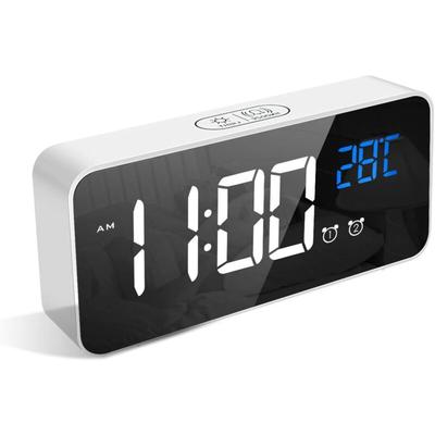 Digitaler Wecker, LED-Wecker mit Schlummerfunktion, Aufladen über USB-Anschluss (weiß) Image