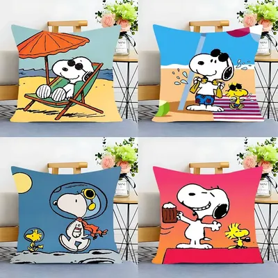 Cartoon S-Snoopys-Dogs Kissenbezug, abnehmbarer, waschbarer Kissenbezug – ganzjähriges weiches Leinen Image