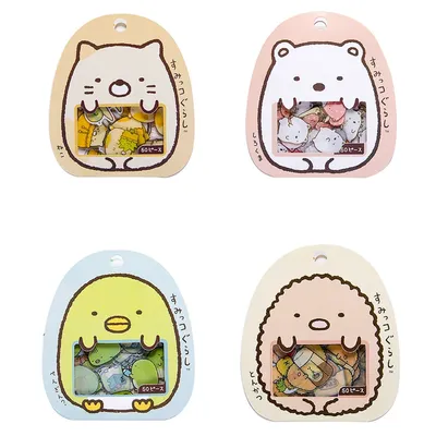 50 Teile/beutel DIY Niedlichen Cartoon Kawaii PVC Schreibwaren Aufkleber Schöne Katze Bär Aufkleber für Tagebuch Dekoration Hinweis Aufkleber Flocken Image