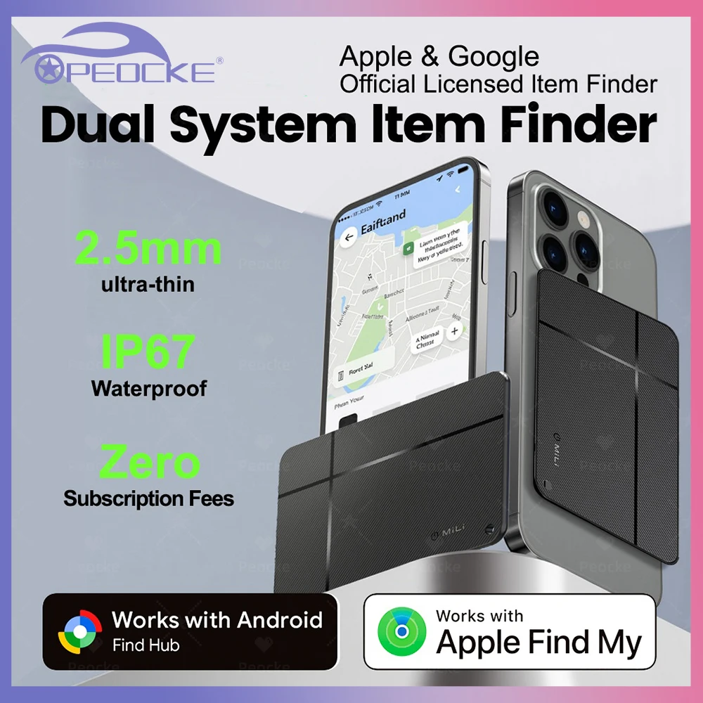 Neue Wireless Charging Tracking Location Wallet Tracker-Karte für Android Wasserdichter GPS-Locator-Tag Funktioniert mit Apple Find My App Image