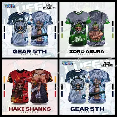 2025, neue Erwachsene Männer und Frauen, japanisches Anime-Einteiler, spezielles Fußballtrikot für Kinder, Ruffy/Zoro-Cartoon-Druck, Sommer-T-Shirt Image