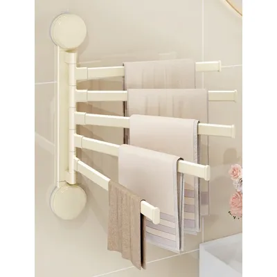 Suction cup rotating towel rack, bathroom, no punching, bathroom towel pole, wall mounted storage rack, towel storage rack