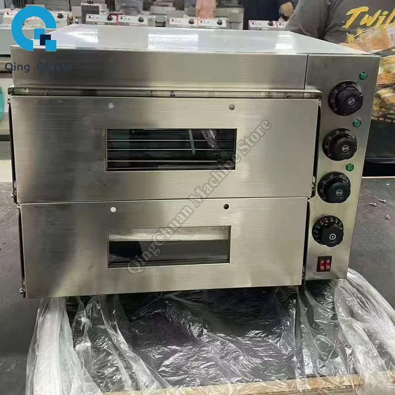 Pizzaofen, 3000 W, kommerzieller Doppelschicht-Pizzaofen aus Edelstahl mit großer Kapazität, multifunktional, privates Backen Image