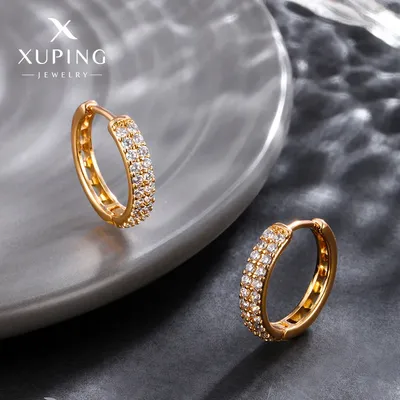 Luxury 24K 9999 Pure Gold real gold Women's Fashion Elegant Ear Ring Double Rown Diamond Earrings Ear Buckle