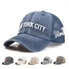 Vintage Washed NEW YORK Baseball Cap-Distressed Embroidered Mesh Snapback Unisex Korean Style Casual Sun Hat Intentional Aging